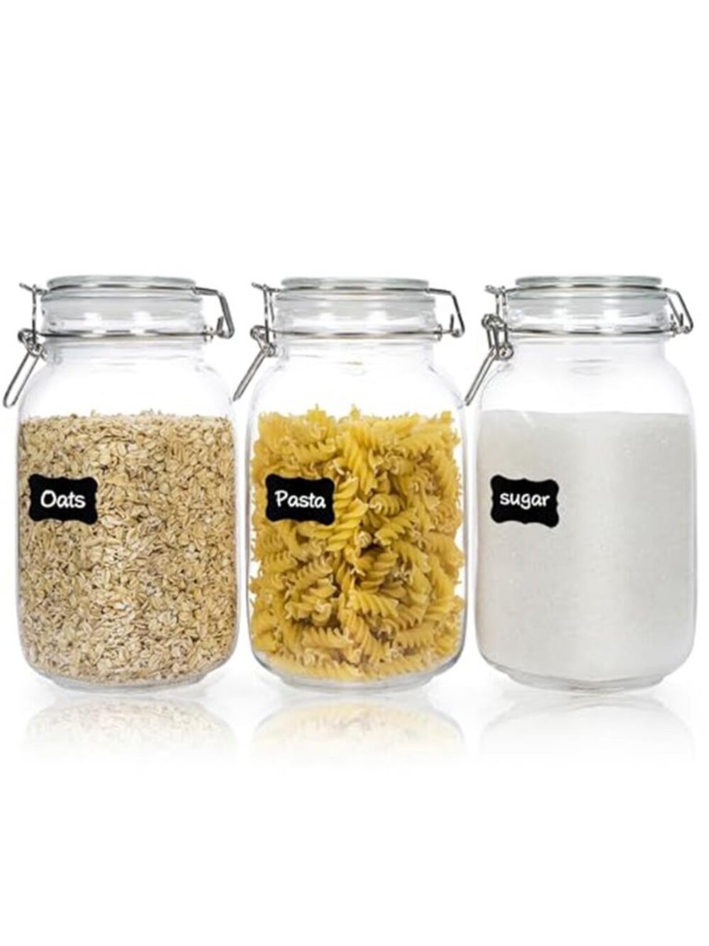 50oz Airtight Glass Jars with Lids, 3 PCS Food Storage Canister for Kitchen